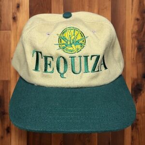 Vintage Tequiza‎ Beer Baseball Cap Tan Green Agave Leaf Logo Adjustable Dad Hat